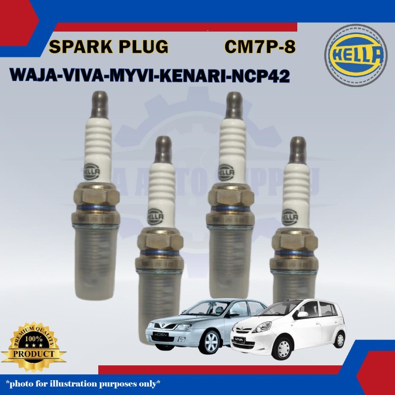 Spark Plug Set (4pcs)-Proton Waja-Viva-Myvi Old Model-Kenari-Kembara DVVT-Vios NCP42-NCP93-CM7P-8