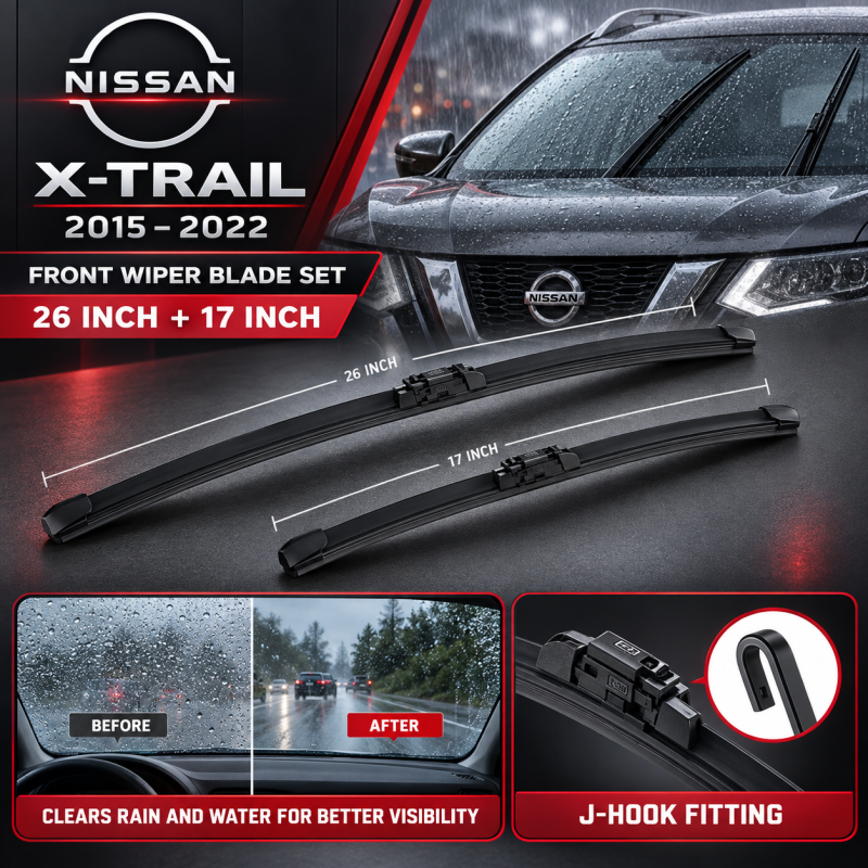 Nissan X-Trail 2015-2022 Wiper Blade 26 Inch & 17 Inch (26" & 17") J Hook - 1 Sets