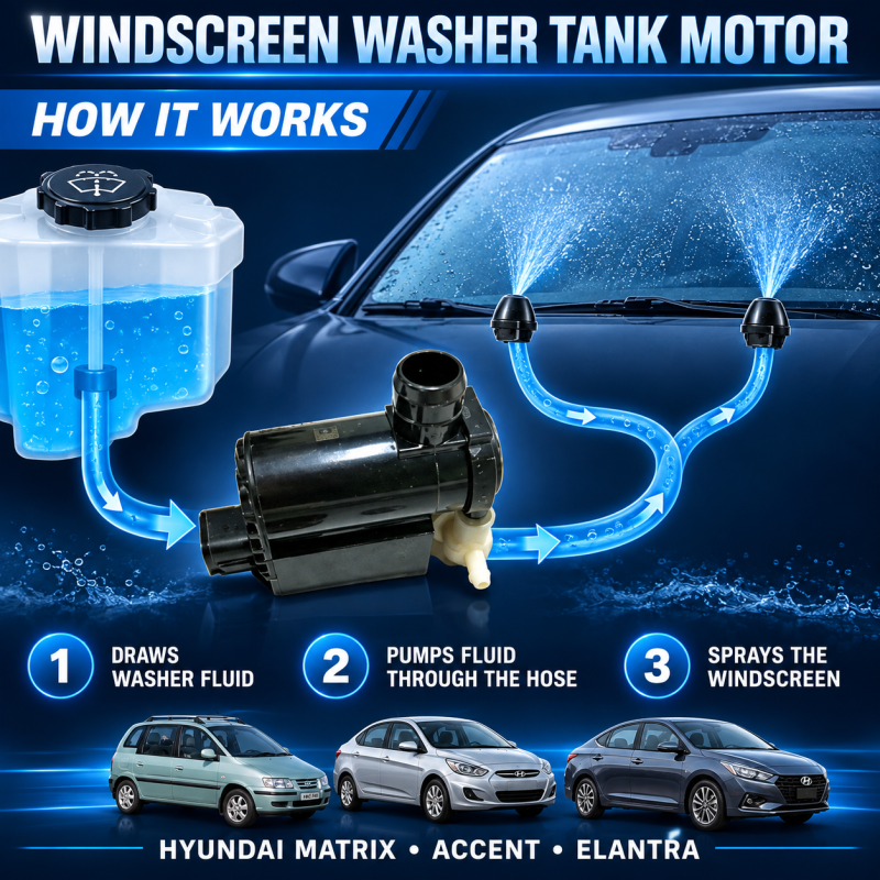 Hyundai Matrix, Accent, Elantra Washer Tank Motor