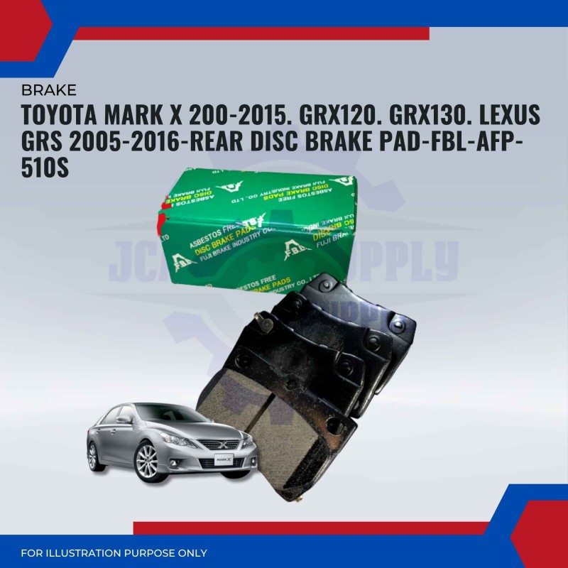 Toyota Mark X 2004-2015. GRX120. GRX130. Lexus GRS 2005-2016-Rear Disc Brake Pad-FBL-AFP-510S