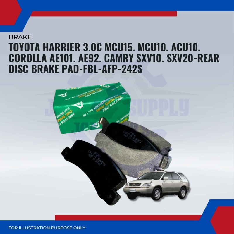 Toyota Harrier 3.0C MCU15. MCU10. ACU10. Corolla AE101. AE92. Camry SXV10. SXV20-Rear Disc Brake Pad-AKEBONO-AFP-242S