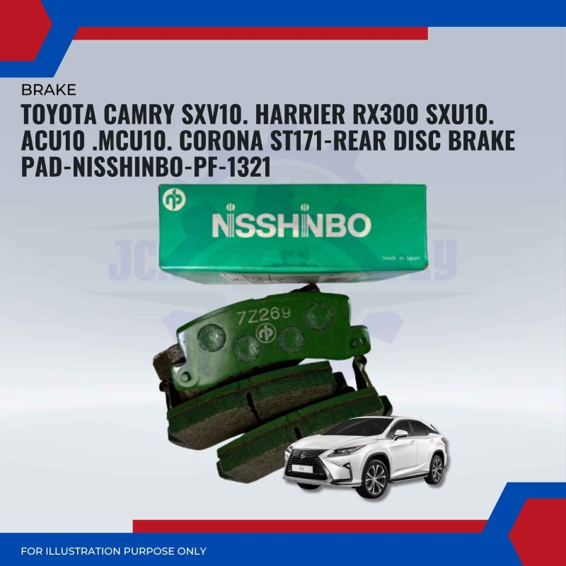 TOYOTA CAMRY SXV10. HARRIER RX300 SXU10. ACU10 .MCU10. CORONA ST171-REAR DISC BRAKE PAD-NISSHINBO-PF-1321