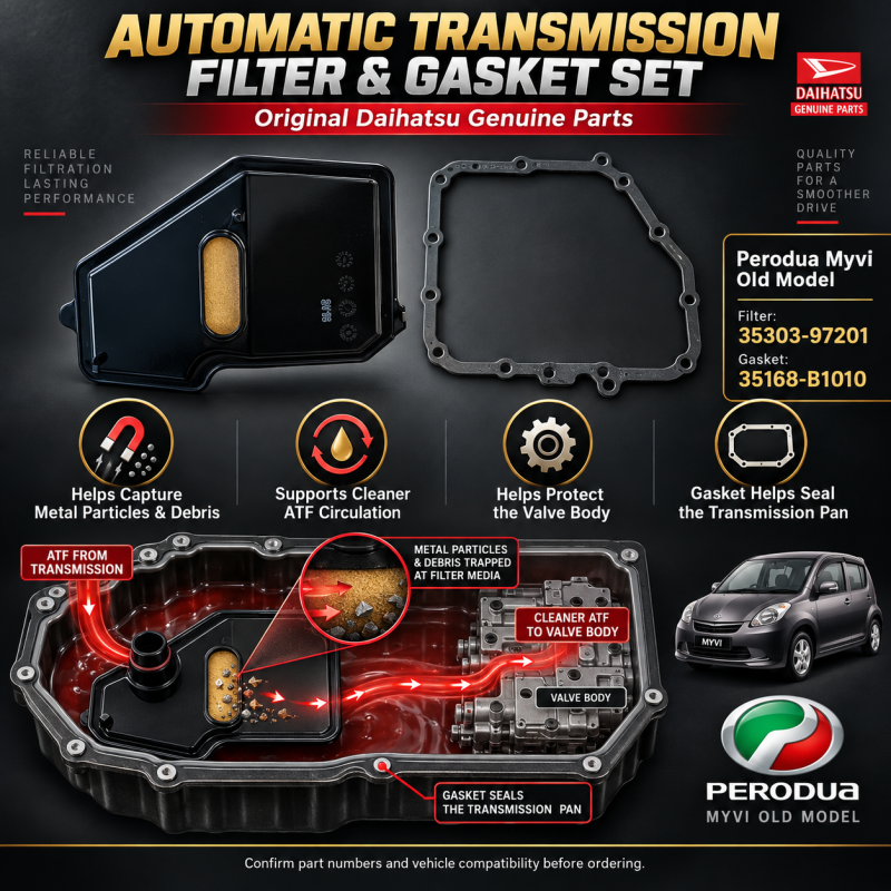 Original Perodua Myvi D73 2005-2013 Alza 2007-2013 Auto Transmission Filter & Gasket  Metal sets (35303-97201)