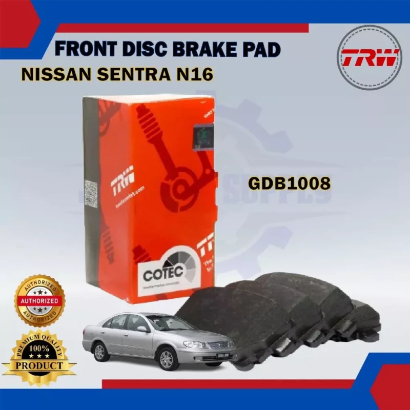 Nissan Sentra N16 1.8cc-Serena C23-Bluebird U12-Front Disc Brake Pad-TRW-GDB1008AT