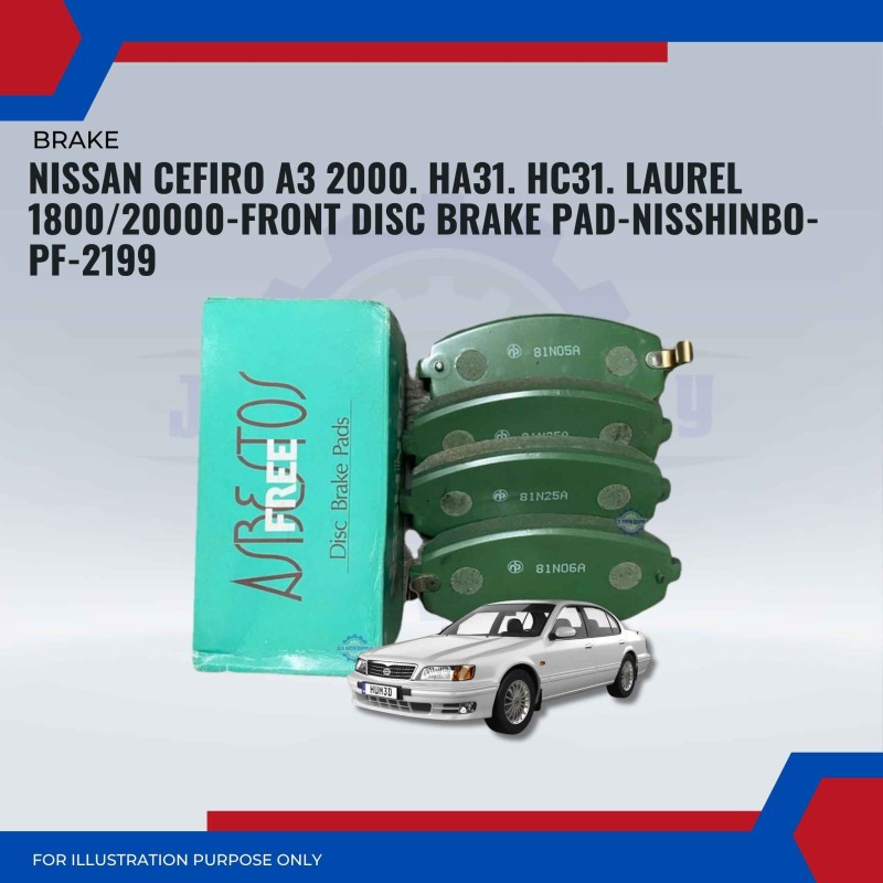Nissan Cefiro A3 2000. HA31. HC31. Laurel 1800/20000-Front Disc Brake Pad-NISSHINBO-PF-2199