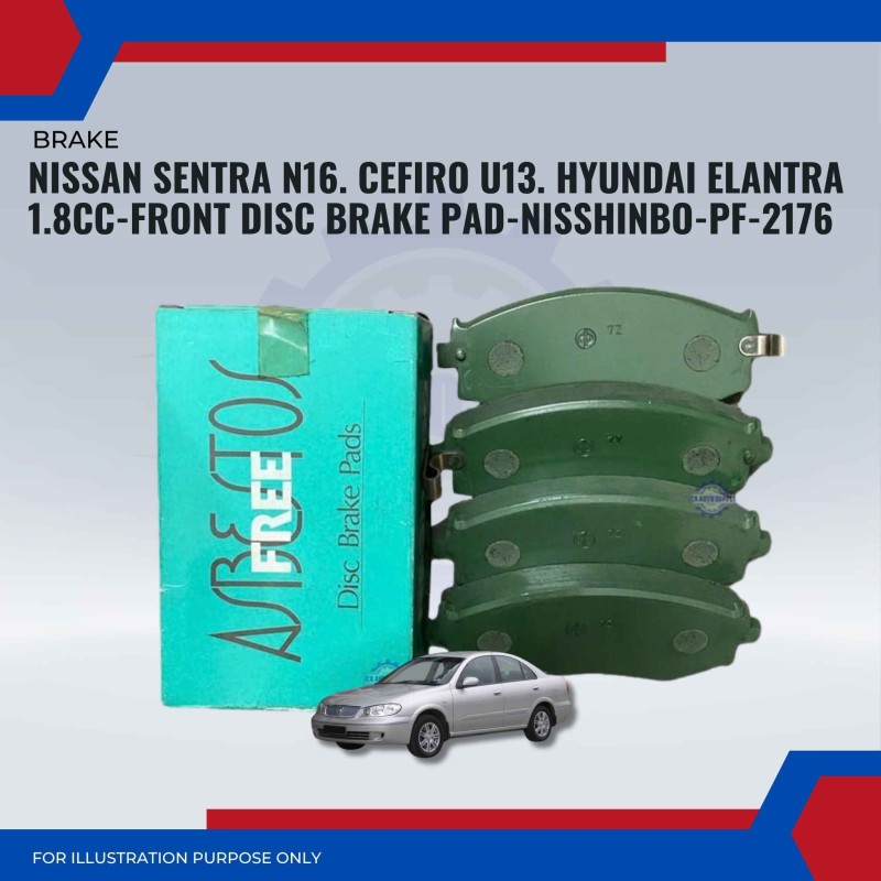 Nissan Sentra. Cefiro. Hyundai Elantra-Front Brake Pads-NISSHINBO-PF-2176