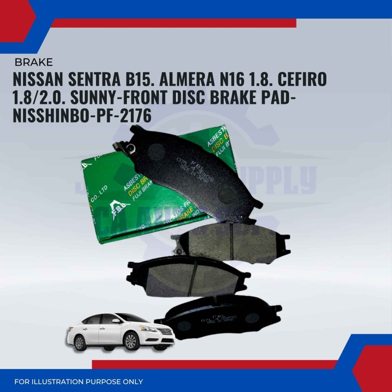 Nissan Sentra B15. Almera N16 1.8. Cefiro 1.8/2.0. Sunny-Front Disc Brake Pad-NISSHINBO-PF-2176