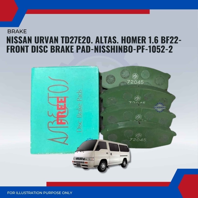 Nissan Urvan TD27E20. Patrol. Atlas. Homer-Front Brake Pads-NISSHINBO-PF-1052-2