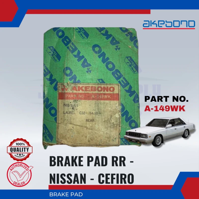 Nissan Cefiro U13. A31. LA31. Skyline R34. A31. C32. Laurel 2.0-Rear Disc Brake Pad-AKEBONO-A-149WK