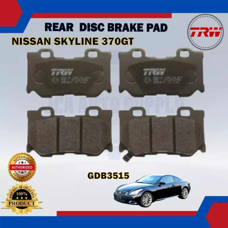 Nissan 370GT-Skyline-Infiniti Q50-Q60-Q70-Rear Disc Brake Pad-TRW-GDB3515