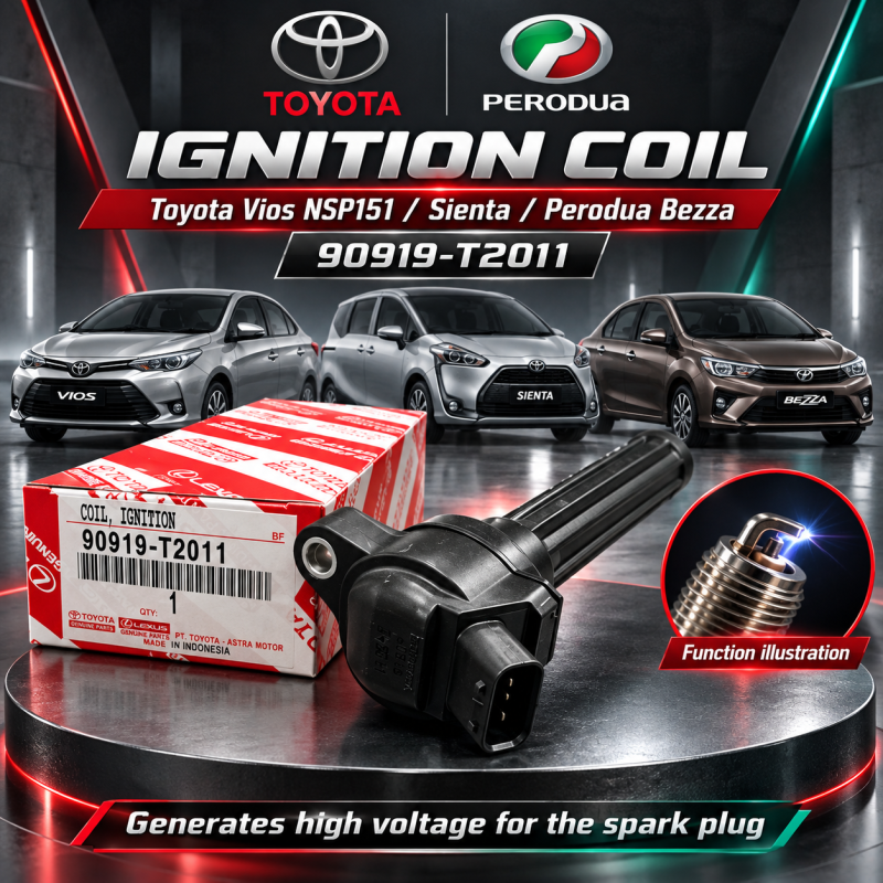ORIGINAL TOYOTA GENUINE VOIS NSP151, SEINTA AND PERODUA BEEZA IGNITION PLUG COIL 90919-T2010