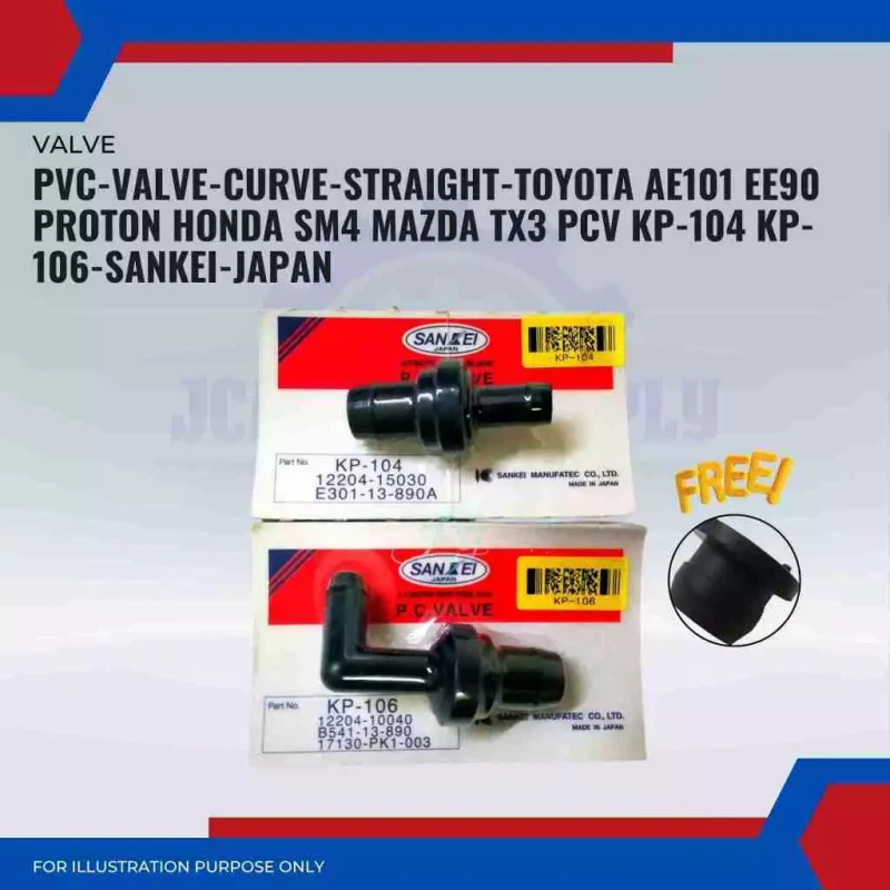 PVC-Valve-Curve-Straight-Toyota AE101 EE90-Proton Honda SM4-Mazda TX3 PCV-KP-104-KP-106-SANKEI-JAPAN