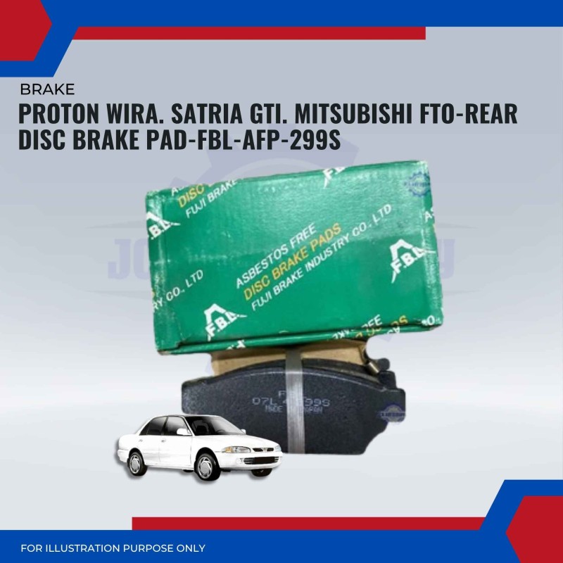 Proton Wira. Satria Gti. Mitsubishi FTO-Rear Disc Brake Pad-FBL-AFP-299S