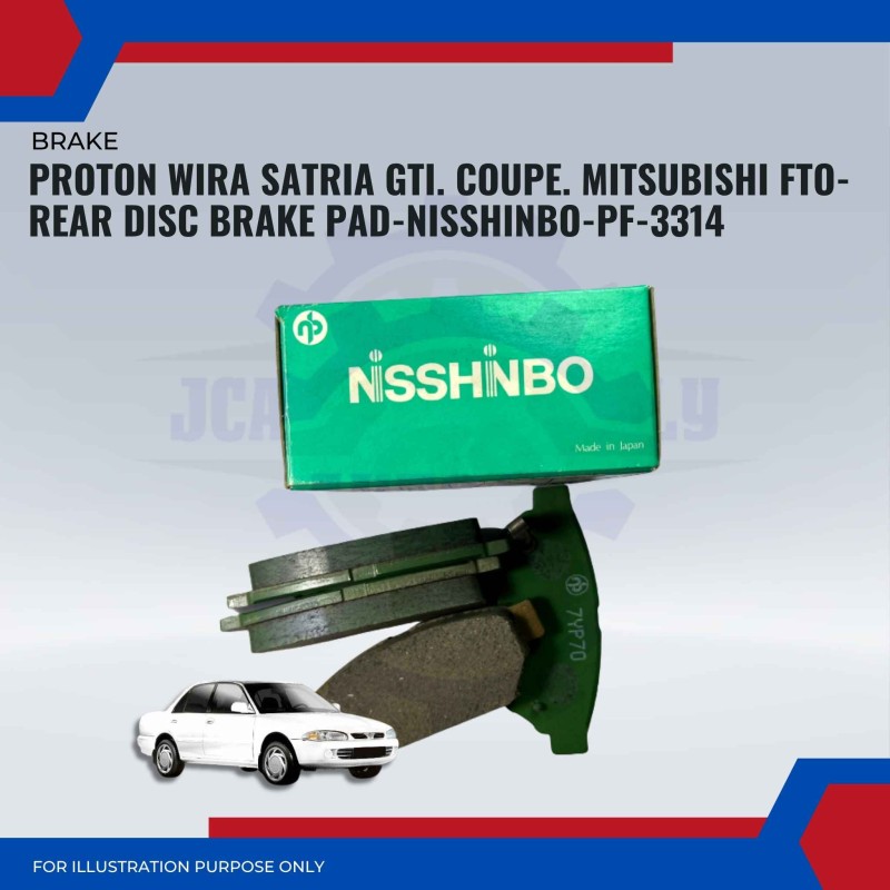 Proton Wira Satria GTI. Coupe. Mitsubishi FTO-Rear Disc Brake Pad-NISSHINBO- PF-3314