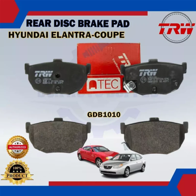 Hyundai Elantra 1.6cc 1.8cc. Coupe. Kia Cerato. Spectra-Rear Disc Brake Pad-TRW-GDB1010