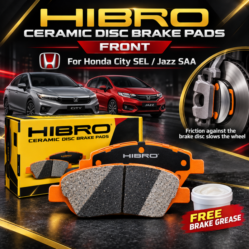 HONDA CITY SEL/JAZZ SAA FRONT HIBRO CERAMIC DISC BRAKE PADS FREE BRAKE GREASE - 1SETS