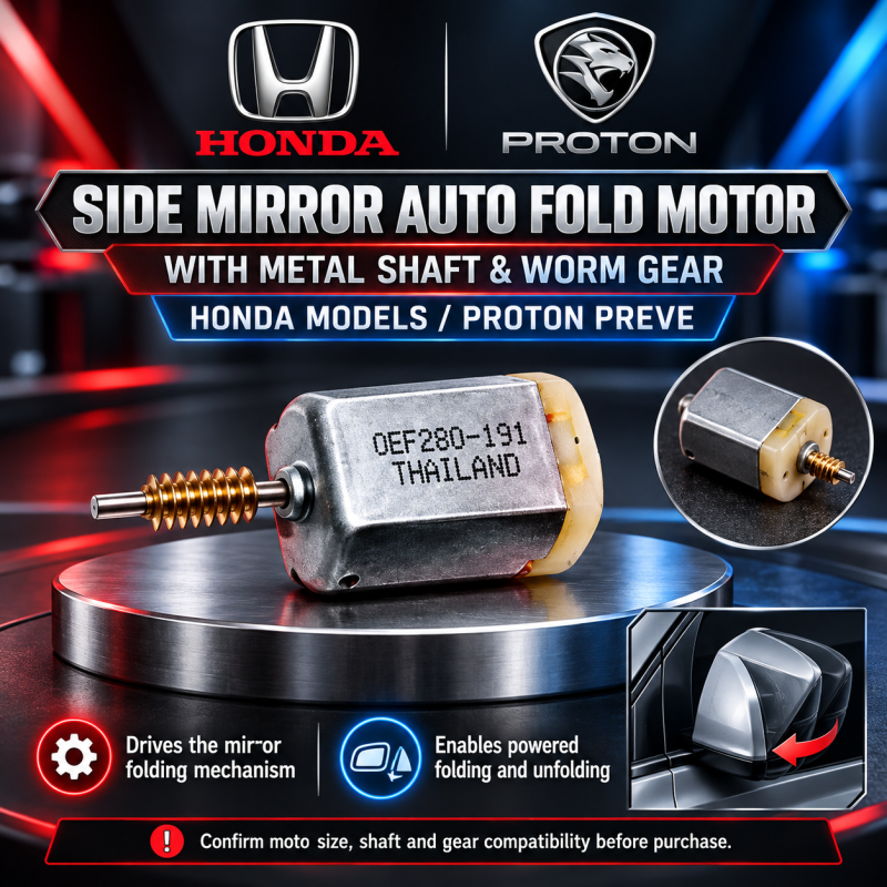 Honda & Proton Preve Model Side Mirror Auto Fold Motor With Shaft Iron Thai