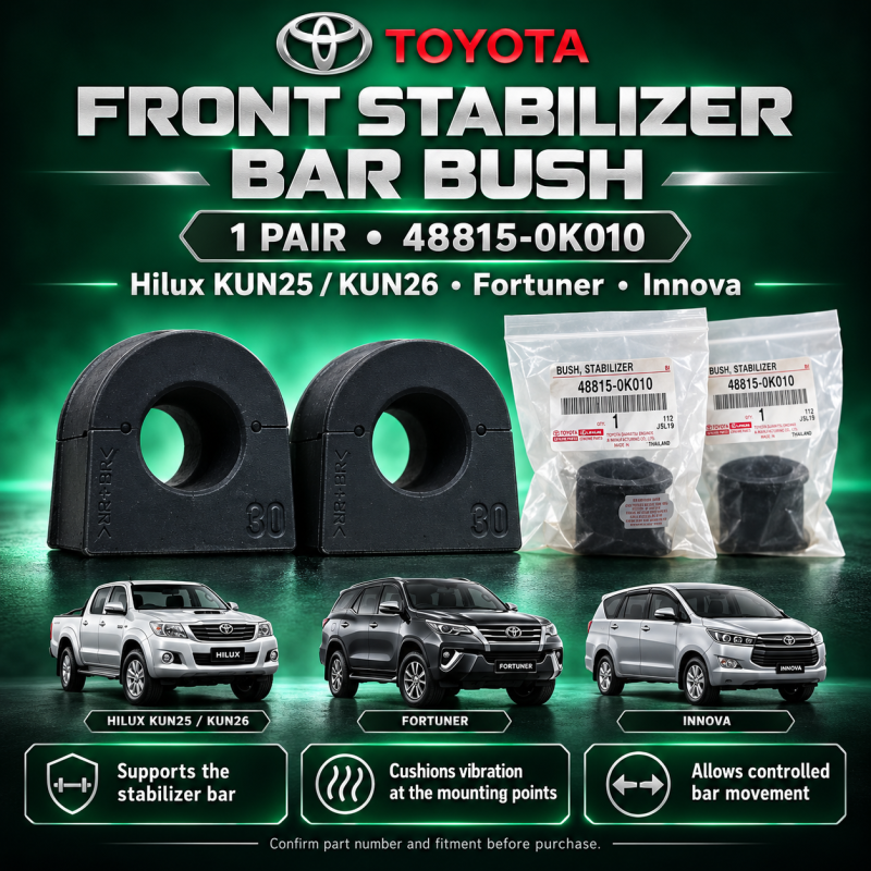 1PAIR ORIGINAL FRONT STABILIZER BAR BUSH TOYOTA HILUX KUN25 KUN26 & FORTUNER INNOVA