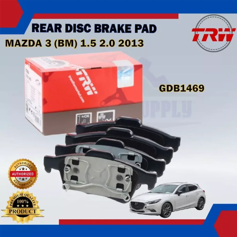 Ford Focus-Mazda 3 BM-Mazda 3-Mazda 5-Peugeot 508-Volvo S50-Rear Disc Brake Pad-TRW-GDB1469