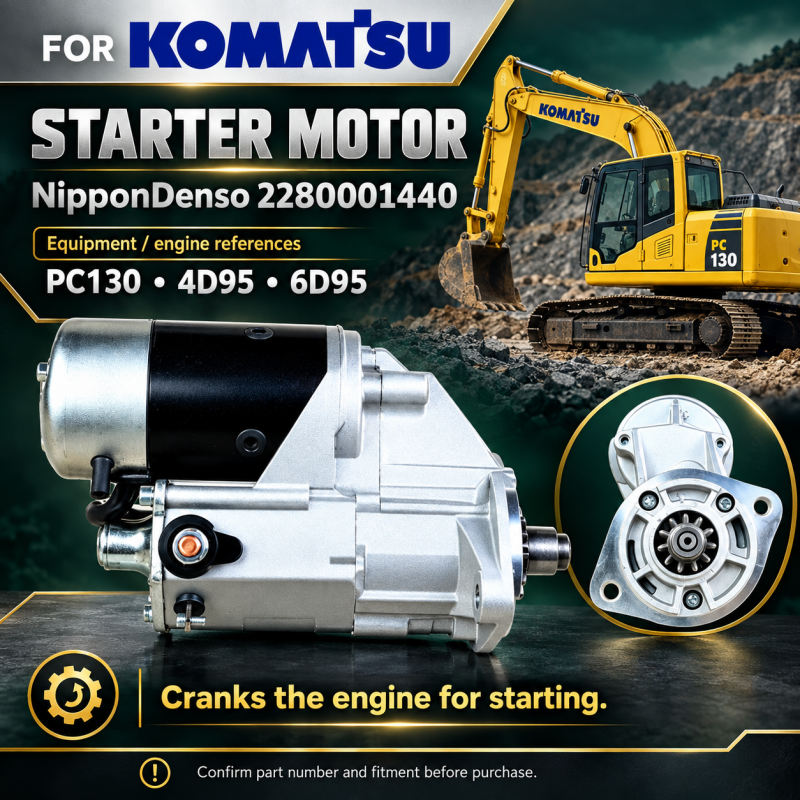 Starter Motor NipponDenso 2280001440 2280001444 6008134460 DSN2057 Komatsu PC130 4D95 6D95