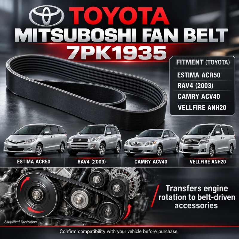 7PK1935 TOYOTA ESITMA ACR50 /RAV4 2003 /CAMRY ACV40 /VELLFIRE ANH20 MITSUBOSHI FAN BELT 90916-T2026