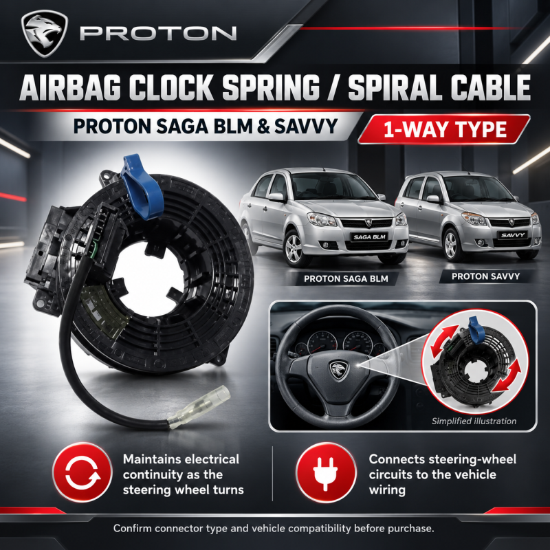 AIR BAG CLOCK SPRING/SPRIAL CABLE PROTON SAGA BLM & SAVVY CLOCK SPRING 1WAY