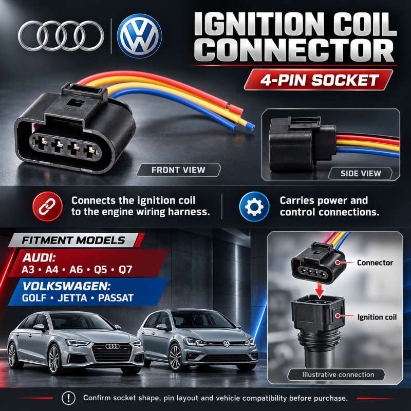 IGNITION COIL CONNECTOR PLUG COIL SOCKET AUDI A3 A4 A6 Q7 Q5 VW GOLF JETTA PASSAT