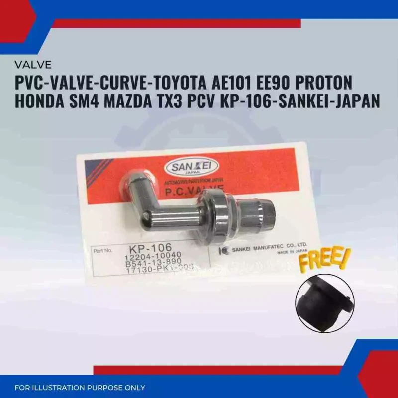 PVC-Valve-Curve-Straight-Toyota AE101 EE90-Proton Honda SM4-Mazda TX3 PCV-KP-104-KP-106-SANKEI-JAPAN