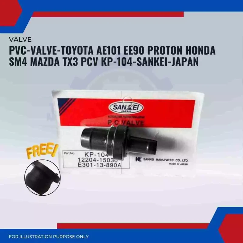 PVC-Valve-Curve-Straight-Toyota AE101 EE90-Proton Honda SM4-Mazda TX3 PCV-KP-104-KP-106-SANKEI-JAPAN